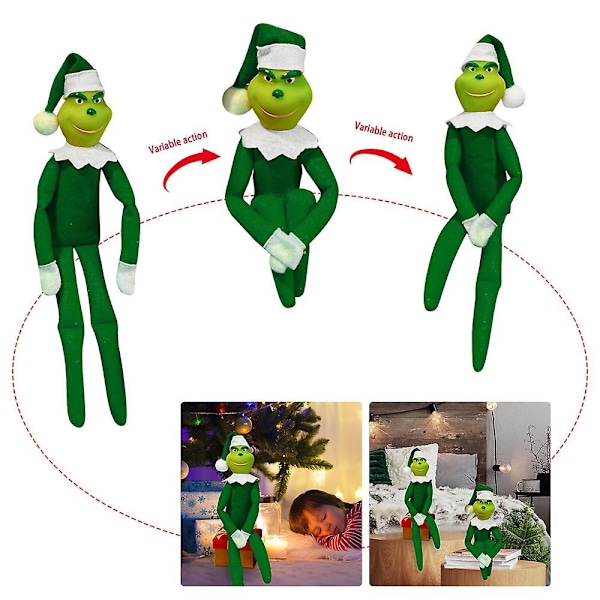 33cm Julemandspar The Grinch Plyslegetøj Julepynt Ornament Børnegave-Perfekt Green