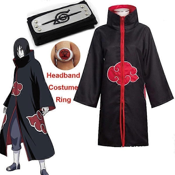 Harajuku Cosplay Uchiha Itachi Cosplay Kostym Huvudband Halsband Ring Kunai Deida Rafei Halloween Kostym Pojkar och Flickor Pain Cape - Perfekt Orochimaru M