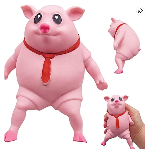Squishy Toy Pink Pig ， Uusi ja söpö pehmolelu, vaaleanpunainen possu lahja, sopii lapsille ja aikuisille, hauska sian ja miehen aistipaine - Perfet 20*20