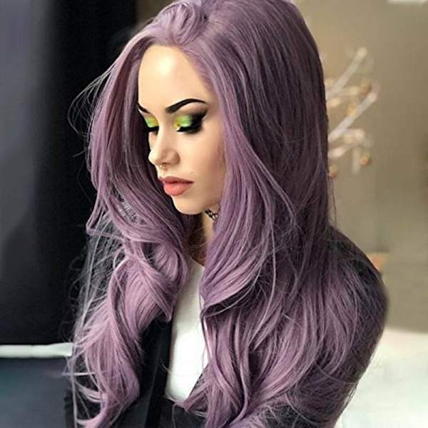 Kvinner Rosa Lilla Krøllet Langbølget Full parykk Rett Cosplay Rosa Purple
