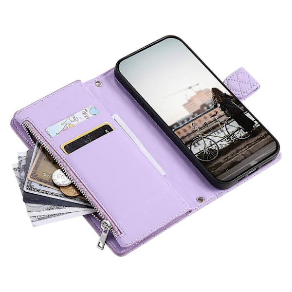 Stil 012 Kompatibel med Oppo A58 4G Lommeboketui med Glidelås, Rombe PU-Lær, Fallsikkert Telefondeksel - Perfekt Style D