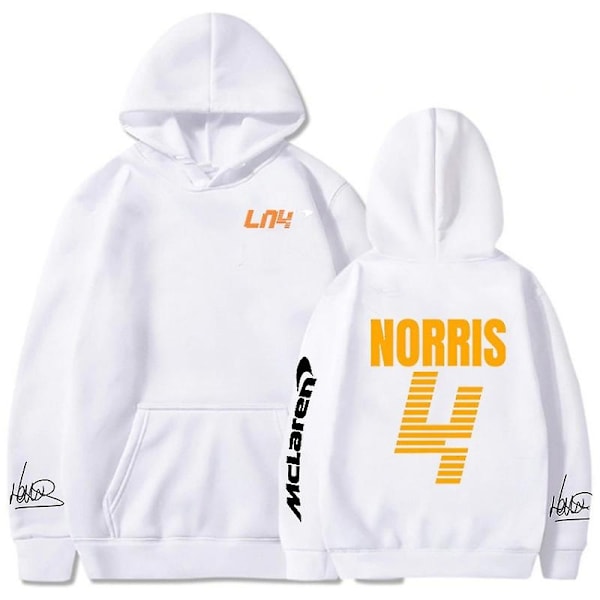 Mclaren F1 Hoodie Lando Norris 4 Bogstav Tryk Herre- og Dame Sweatshirt Efterår/vinter Casual Fashion Street Stor Hoodie-Perfekt White 3XL