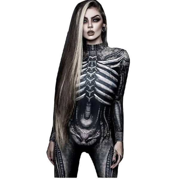 Halloween Decor Skeleton Costume til kvinder og piger Halloween Decor Costume Print Bodysuit - Perfet XL