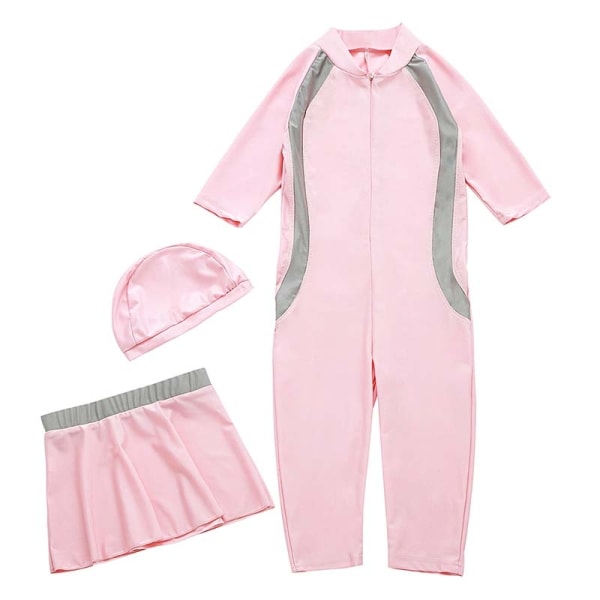 Perfekta flickor Badkläder Barn Badkläder Modest Burkini Set Swimming Beach - Perfet Black 160