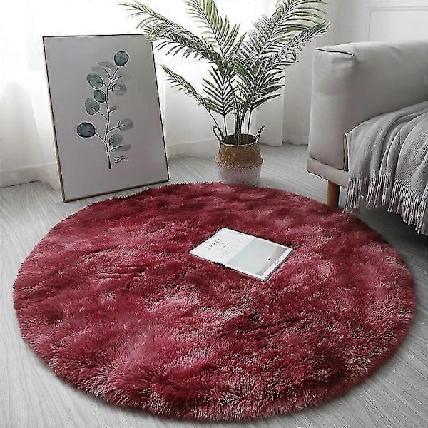 Mjuk Rund Matta Fluffiga Vita Mattor för Vardagsrum Mjuk Heminredning Sovrum Barnrum Dekoration Salong Tjock Luggmatta - Perfekt Red 40x40cm