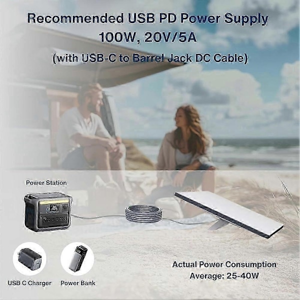 Kompatibel med Starlink Mini USB C til DC Strømkabel PD-20V Type-C Input til DC Han Output Vandtæt Erstatning-Perfekt 2m
