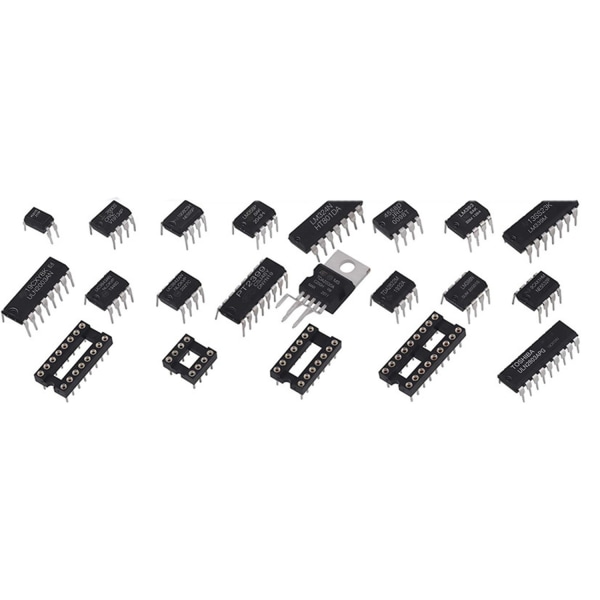 169st 21 värden Integrated Circuit Chip Assortiment Kit 2,54mm IC Sockel 8 14 16 18 Pin LM324 LM358 LM386 LM393 LM339 - Perfet