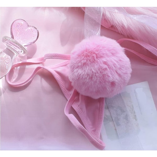 Kaise Naisten Seksikäs Stringit Pikkuhousut Söpö Pupunhäntä G-String Turkispallo Bikini T-Back Cosplay Alusvaatteet Juhla Asu Lahja-Täydellinen Pink