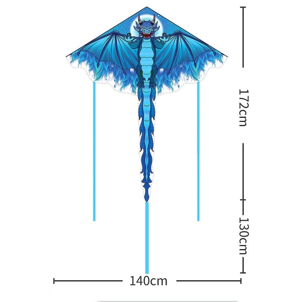 Dragedrage Let at flyve Pterosaur-drage til børn Voksne Begyndere, stor enkelt linie drage til strandtur - Perfet Blue