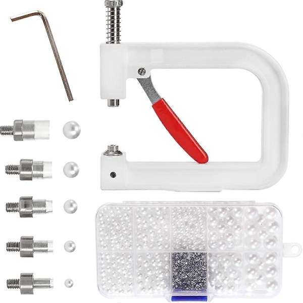 Pärlinställningsmaskin, Pärlnippel Fixeringsmaskin, 5 Storlekar, Hatt Handpress Pärlinställningsverktygssats, DIY Tillbehör - Perfet