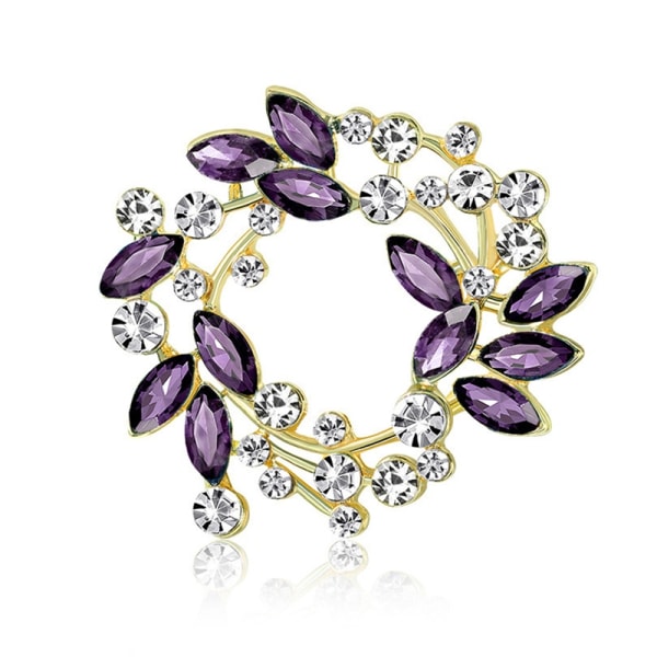 Mode Rhinestone Kvinder Krans Broche Pin Badge Tøj Adgang - Perfet Purple