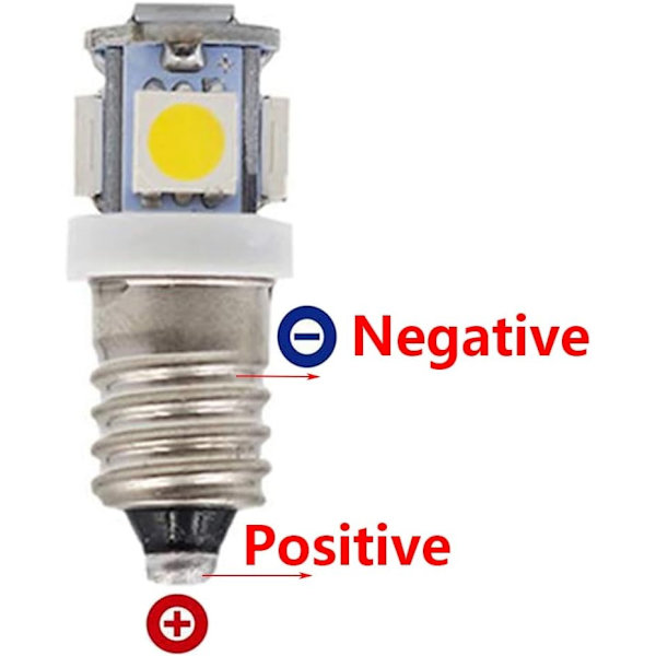 10 kpl E10 9V Cool White 5SMD 5W LED-lamput (Cool White, 9V) - Perfet