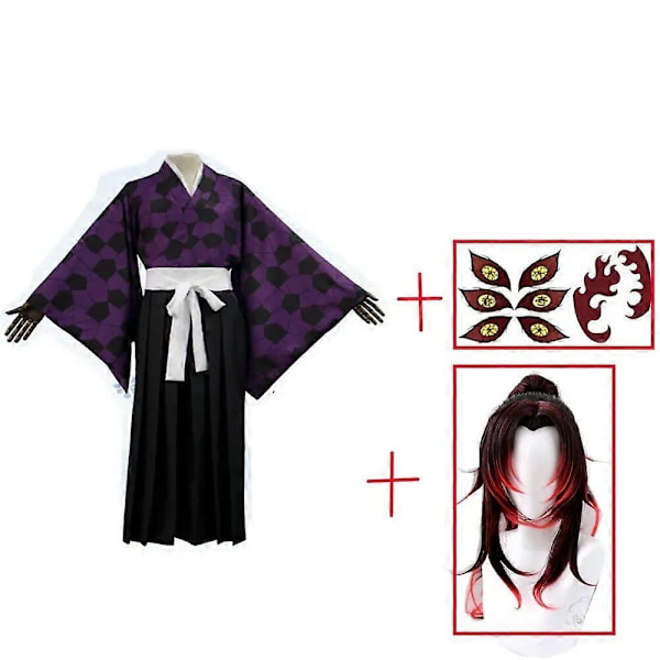 Kokushibo Cosplay -asu Anime Demon Slayer Kimetsu No Yaiba Kokushibo Peruukki Kimono Haori -asu Helloween Miehille - Täydellinen costume wig M