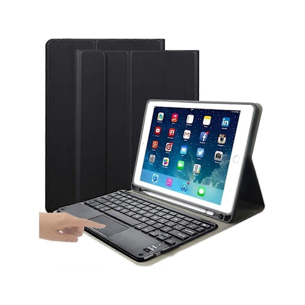 Tastaturveske for iPad Mini 5 4 3 2 1 - Avtakbart tastatur med pekeplate og pennholder - Slank lærfolio Smart Cover-Perfekt Black