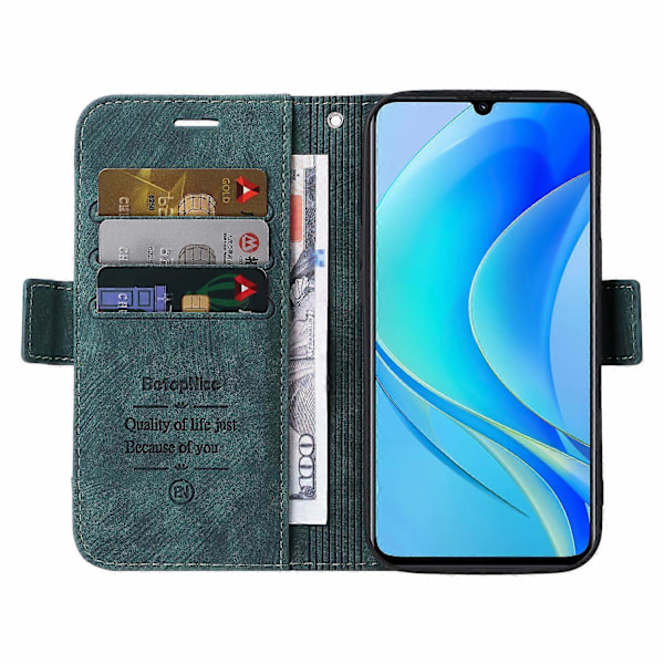 til Huawei nova Y70 / Y70 Plus / Enjoy 50 BETOPNICE Dobbelt-side Spænde Læder Telefon Cover - Perfekt Green