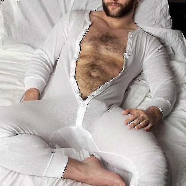 Herre Hel Dress Lang Underskjorte Nattpysjamas-Perfet White 3XL