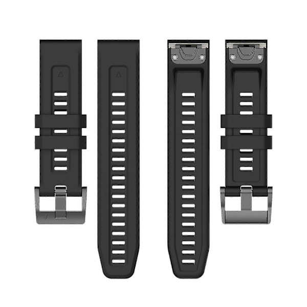 Silikonarmband 26mm för Garmin Fenix 7x/6x/5x Klocka Rem Loop Armband - Perfekt Black