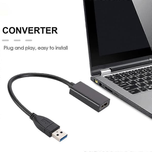 USB 3.0 til HDMI-kompatibel adapter, 1080P HD USB til HDMI-konverter, Thunderbolt ekstern lyd- og videoadapterkabel, egnet for bærbare datamaskiner