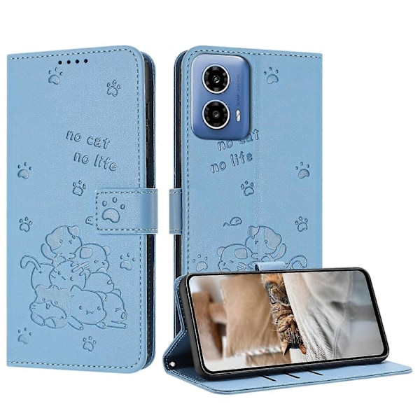 Nahkakotelo kaulanauhalla, yhteensopiva Motorola Moto G85-Perfetin kanssa Blue