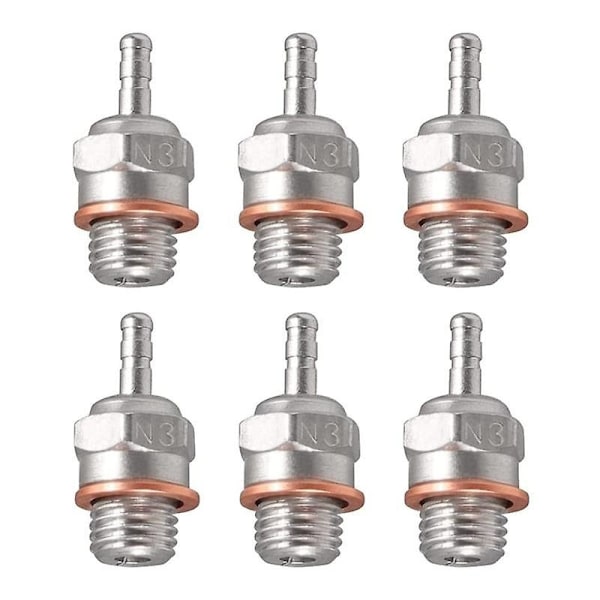 6 st Glödstift N3 Hot Spark Nitro Motordelar Ersätter OS 8 för 1/8 1/10 RC Bil Lastbil - Perfekt