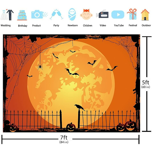 Oranssi Halloween-ilta valokuvatausta - Pumpkin Spider - Perfet