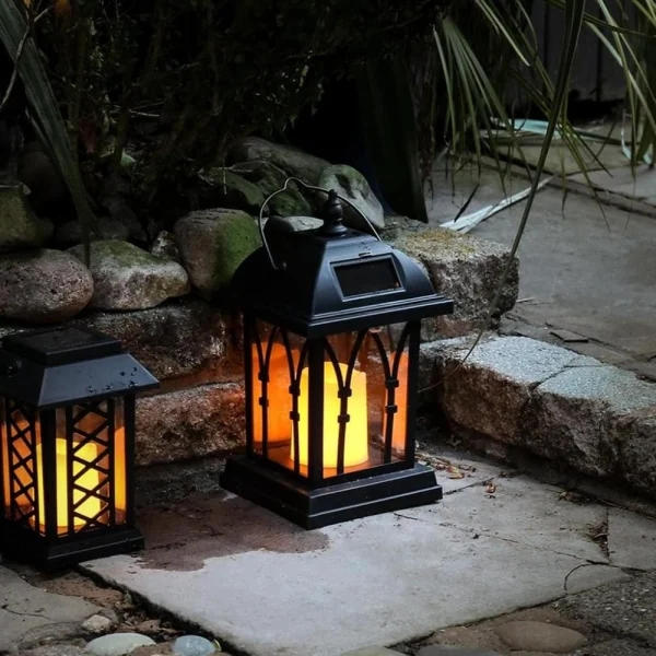 solar lanterne sort solar lampe med LED lys - Perfet