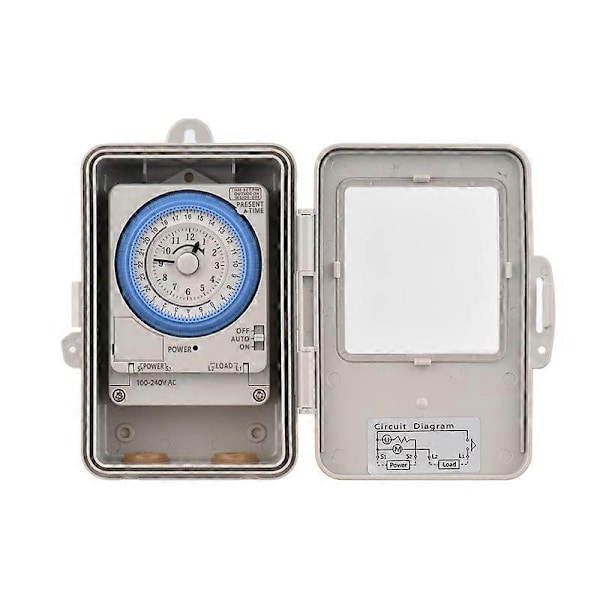 Mekanisk 24-timers tidbryter med IP53-klassifisering Programmerbar elektrisk tidbryterboks AC 100-240V 15 minutters intervall 96 ganger - Perfekt AC100-240V