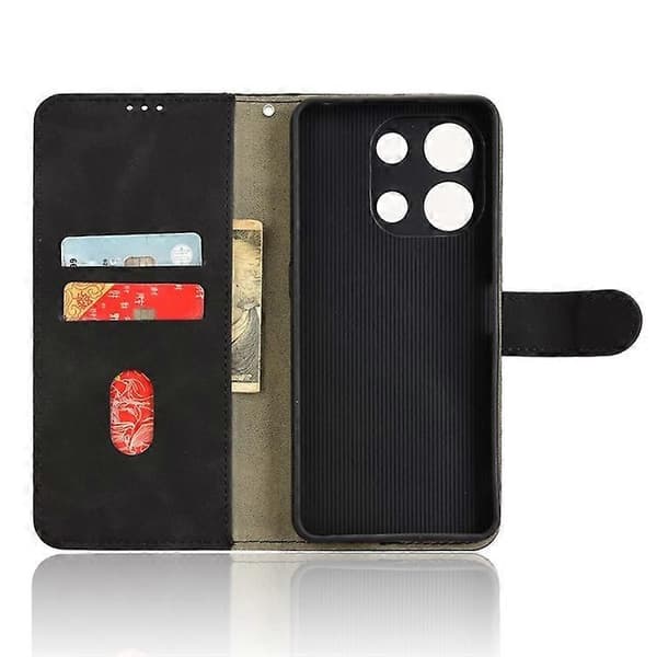 för Umidigi Note 100 Läderfodral Hudkänsla Anti-Fall Plånbok Flip Telefonfodral - Perfekt Black