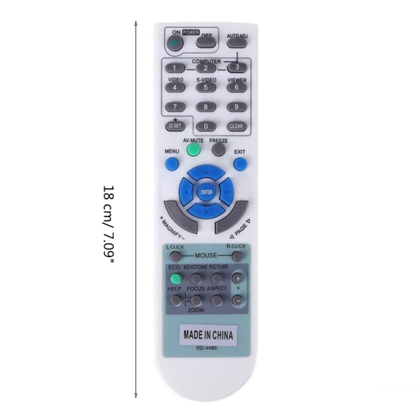 Erstatningsfjernkontroll passer for NEC projektor RD-448E V260X+ V300X+ V260 RD-443E LT180+ projektorfjernkontroll Hvit - Perfet