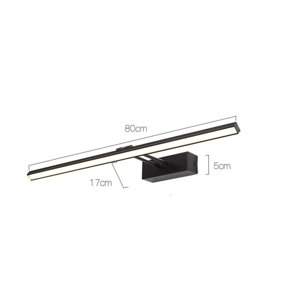 Badeværelsesspejl pandelampe moderne minimalistisk LED spejllampe - sort, 50cm, 10W, 1stk- Perfet