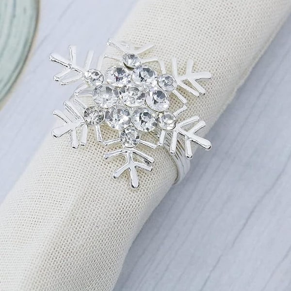12stk Snowflake Servietringe Jule Servietringe Holder til silvery