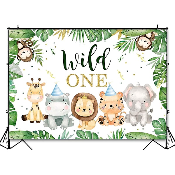 Wild One Safari 1. Syntymäpäivä Tausta pojille Juhlakoristeet Valokuvaus Tausta Söpö Jungle Safari Animal 1. Syntymäpäivä - Perfet