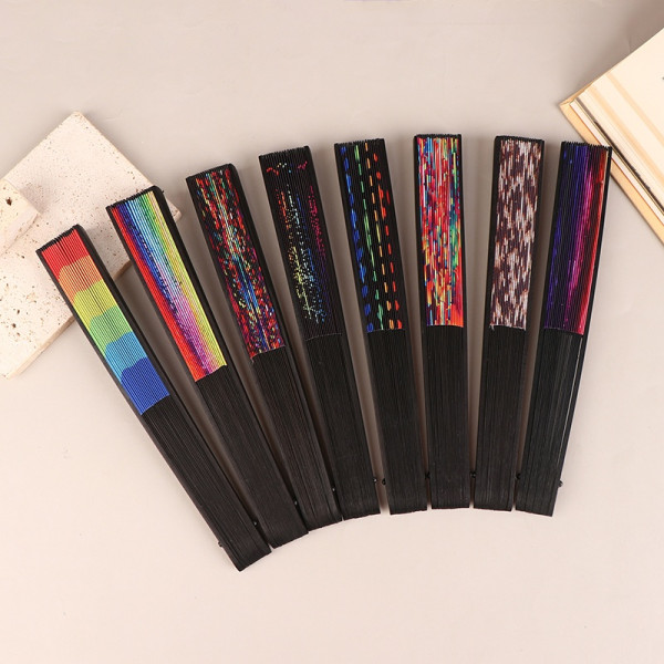 1 kpl kokoontaittuva tuuletin käsituulettimet Rainbow Print Bamboo Bone Fan - Perfet type-N1