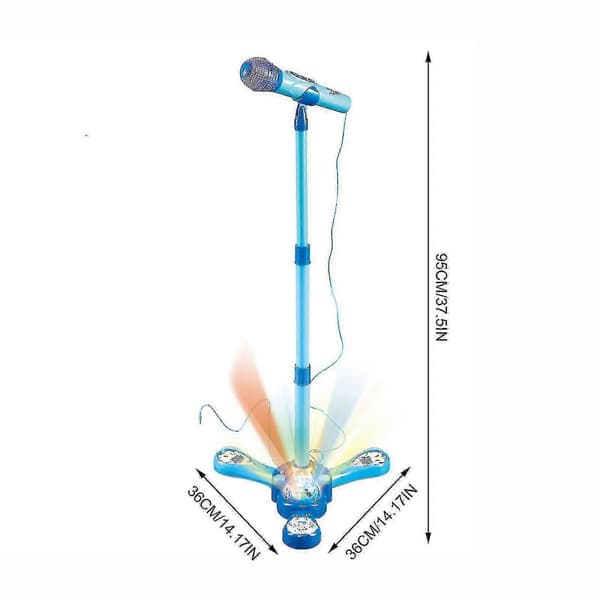Mikrofonstativ för barn med ljus & MP3 för sång & uppträdande - Perfekt Blue Quadrapod base with light