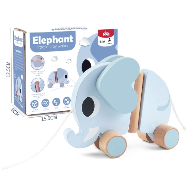 småbarnstraktor leke tegneseriedyr av tre - Perfet Blue elephant