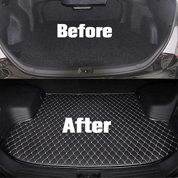 BeautifulCar Läder Bagagerumsmatta Kompatibel med Hyundai Tucson Edition hybride 2019-2023 2024, Bakre Lastbricka Bagagerumsmattor Skydd - Perfet C Black-red