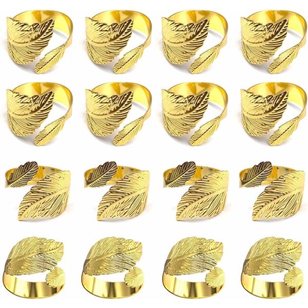 servettringar, set med 16 festdekorationer i guld - Perfet