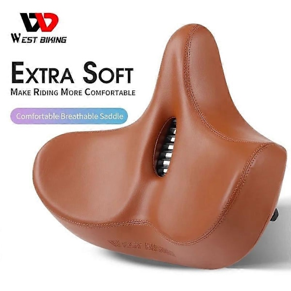 Långfärdscykel Sadel Breddad Förtjockad Ergonomisk Mjuk Kudde Mountain MTB Landsvägscykel Sadel Bekväm Cykelsits - Perfekt Brown Set