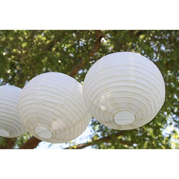 12 stk Papirlykter Multifargede Dekorative Runde Papirlykter for Festivalfest Jubileum med 4 Størrelser - Perfekt Ivory White