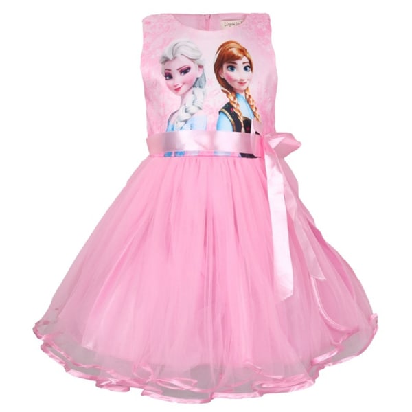 Frozen Princess Girls Mesh Tutu-klänning - Perfet Pink 140