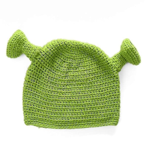 Monster Shrek Vinterstickad Mössa Nyhet Ull Rolig Hatt Julklapp-Perfekt