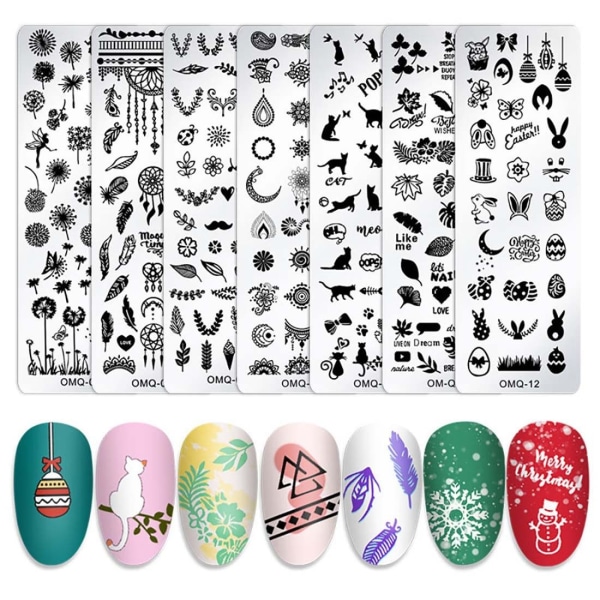 1 sett Nail Punch Plates Mal Stencil STYLE10 - Perfet