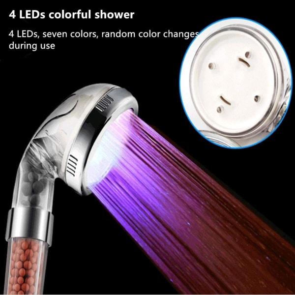 LED filter dusjmunnstykke, dusj spray fargeendring 7 farger-Perfet