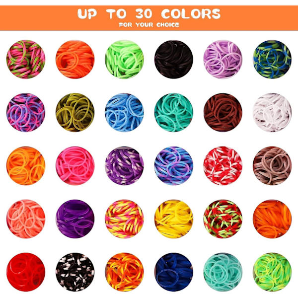 2500+ loom bands , 30 väriä Loom Twist -kuminauhat itse täyttörannerenkaiden valmistussarjoihin (FMY) - Perfet