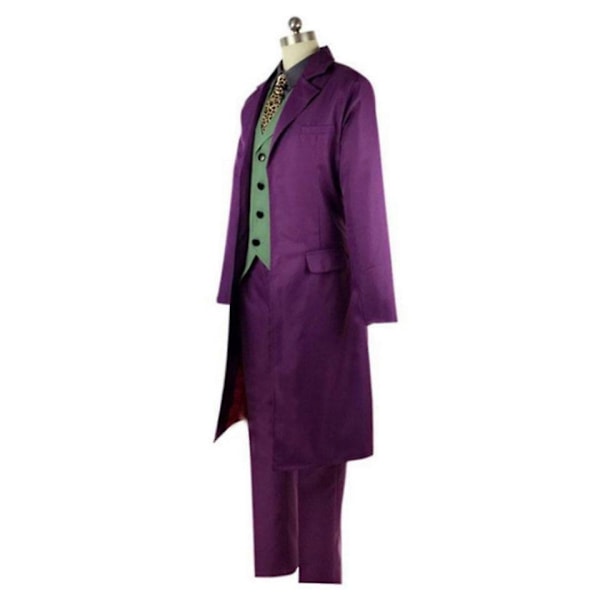 Høj kvalitet Heath Ledger Cosplay Kostume Halloween Mænds Film The Dark Knight Joker Kostume Lilla Jakke Fuld Sæt - Perfekt L