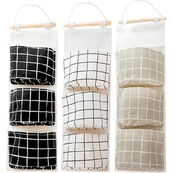 3-pack hängande förvaringsväskor med 3 väggkorgar för organizer - Perfet