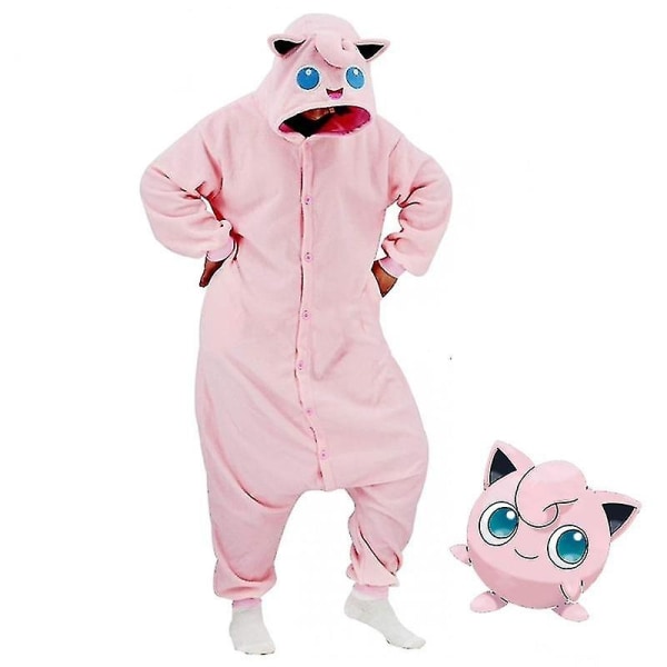 Jigglypuff-asu kokovartalopyjamat Halloween joulu yksiosainen kigurumi miehille, naiset-1 - täydellinen XL