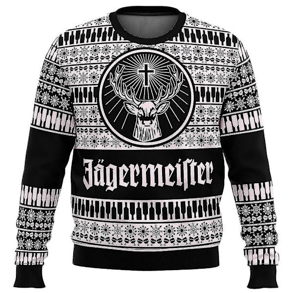 2024 Bebetter Jagermeister Stygg Julgenser Pullover Menn 3D Genser Topper Høst og Vinterklær A-Perfet 3 3XL