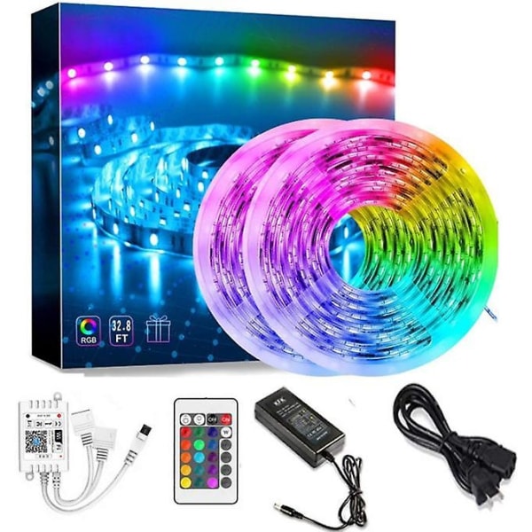 Led Light Strip Set Wifi Smart Dc12v24 Key App Färgglad Rgbled Light Strip Lim Vattentät - Perfet Eu plug 10M