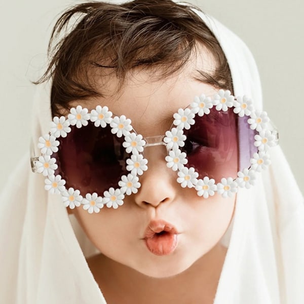 Børne Solbriller Børne Runde Blomster Solbriller - Perfet White